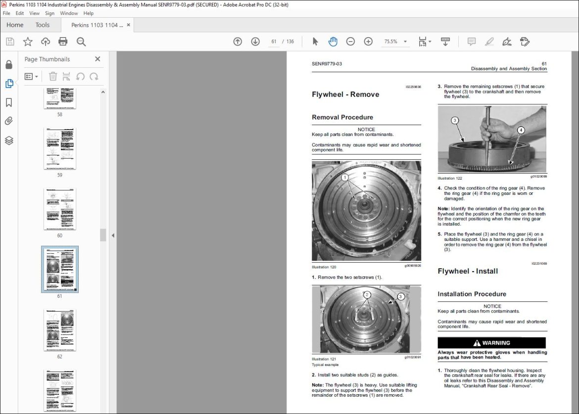 Perkins 1103 1104 Industrial Engines Disassembly & Assembly Manual ...