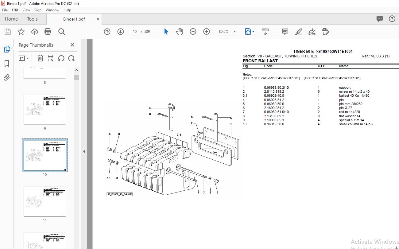 Same Tractor Tiger 50 E after S10S453WT1E1001 Parts Catalog Manual ...