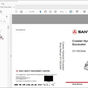 Sany SY135C9I4K Crawler Hydraulic Excavator Shop Manual - PDF DOWNLOAD