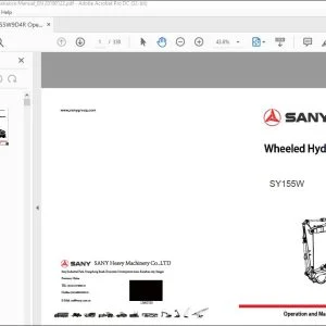 Sany SY155W Wheeled Hydraulic Excavator Operation and Maintenance Manual - PDF DOWNLOAD