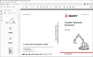 Sany SY16C Crawler Hydraulic Excavator Shop Manual - PDF DOWNLOAD