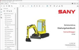 Sany SY18C Hydraulikbagger Wartungshandbuch - PDF DOWNLOAD (GERMAN)