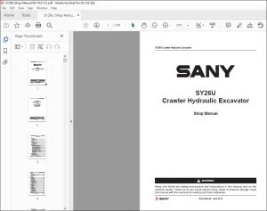 Sany SY26U Crawler Excavator Repair Manual PDF Download