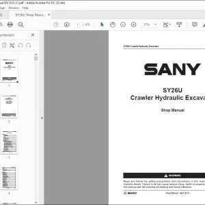 Sany SY26U Crawler Hydraulic Excavator Shop Manual - PDF DOWNLOAD
