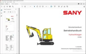 Sany SY26U Hydraulikbagger Betriebshandbuch - PDF DOWNLOAD (GERMAN)