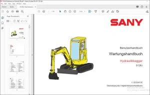 Sany SY26U Hydraulikbagger Wartungshandbuch- PDF DOWNLOAD