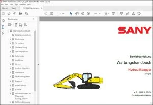 Sany SY335 Hydraulikbagger Wartungshandbuch - PDF DOWNLOAD