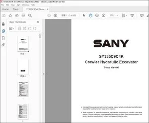 Sany SY335C9C4K Crawler Hydraulic Excavator Shop Manual - PDF DOWNLOAD