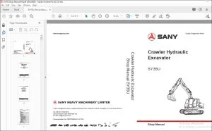 Sany SY35U Crawler Hydraulic Excavator Shop Manual - PDF DOWNLOAD