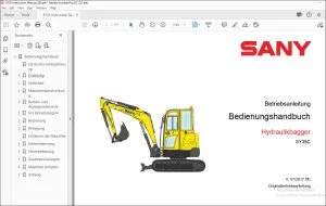 Sany SY35U Hydraulikbagger Bedienungsanleitung - PDF DOWNLOAD (GERMAN)