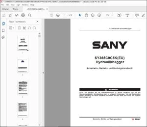 Sany SY365C9C5K(EU) Hydraulikbagger Betriebs- und Wartungshandbuch - PDF DOWNLOAD (GERMAN)