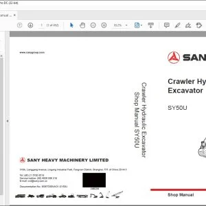 Sany SY50U Crawler Hydraulic Excavator Shop Manual - PDF DOWNLOAD