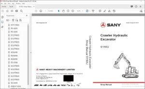 Sany SY50U Crawler Hydraulic Excavator Shop Manual - PDF DOWNLOAD