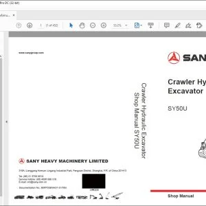 Sany SY50U Crawler Hydraulic Excavator Shop Manual - PDF DOWNLOAD