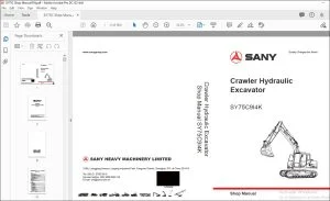 Sany SY75C914K Crawler Hydraulic Excavator Shop Manual - PDF DOWNLOAD