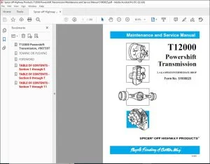 Spicer off Highway Products T12000 Powershift Transmission Maintenance & Service Manual 51900025 - PDF DOWNLOAD