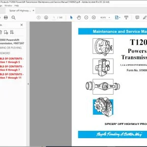 Spicer off Highway Products T12000 Powershift Transmission Maintenance & Service Manual 51900025 - PDF DOWNLOAD