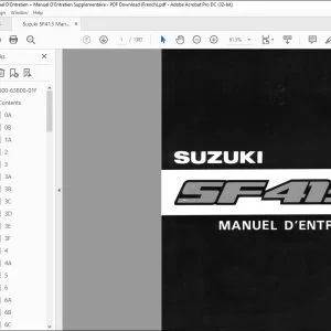 Suzuki SF413 Manuel D'Entretien + Manuel D'Entretien Supplementaire - PDF Download (French)
