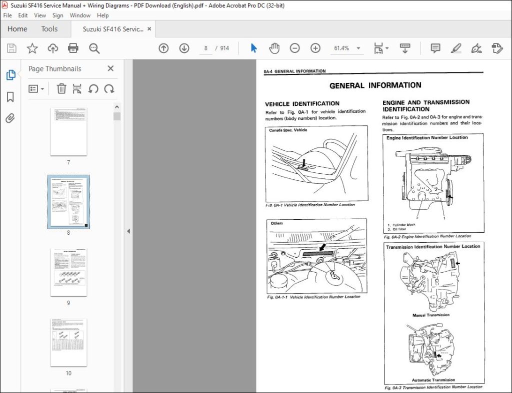 Suzuki SF416 Service Manual + Wiring Diagrams - PDF Download (English ...