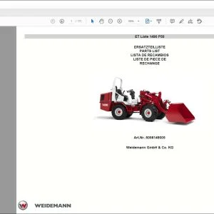 Wacker Neuson 1490 P50 Weidemann Wheel Loader Parts List Manual  -  PDF DOWNLOAD
