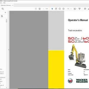 Wacker Neuson 50Z3/6003 50Z32/60032 Track excavators Operator’s Manual - PDF DOWNLOAD