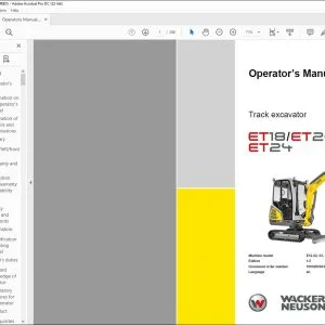 Wacker Neuson ET18/ET20/ET24 Track excavator Operator’s Manual - PDF DOWNLOAD