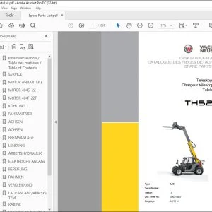 Wacker Neuson TH522 Teleloader SPARE PARTS LIST Manual - PDF DOWNLOAD