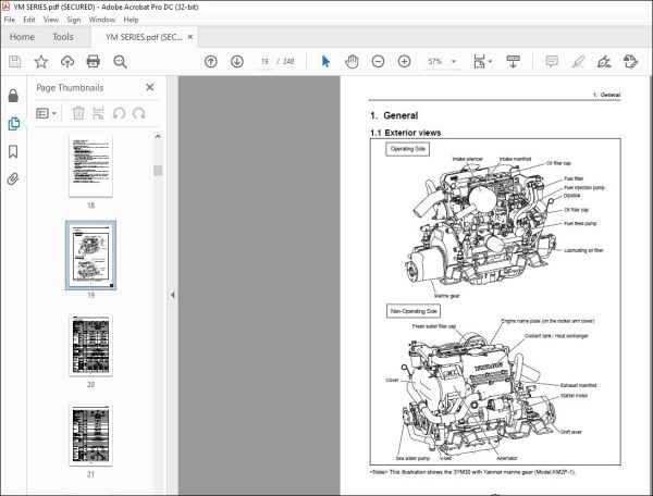 YANMAR 3YM30 3YM20 2YM15 MARINE DIESEL ENGINE SERVICE MANUAL 0BYMM ...