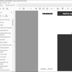 YANMAR CBL40 EXCAVATOR BACKHOE LOADER PARTS CATALOG MANUAL 0CS10-M42301EN - PDF DOWNLOAD