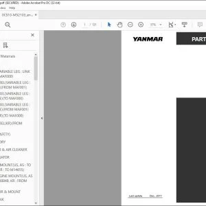 YANMAR SV08-1A EXCAVATOR CRAWLER BACKHOE PARTS CATALOG MANUAL 0CS10-M52103EN - PDF DOWNLOAD