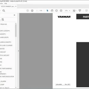 YANMAR VIO15-2A EXCAVATOR CRAWLER BACKHOE PARTS CATALOG MANUAL 0CS10-M46001EN - PDF DOWNLOAD