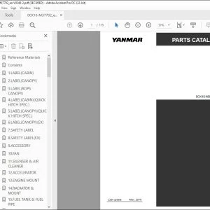 YANMAR VIO40-2 EXCAVATOR CRAWLER BACKHOE PARTS CATALOG MANUAL 0CK10-M37702EN - PDF DOWNLOAD