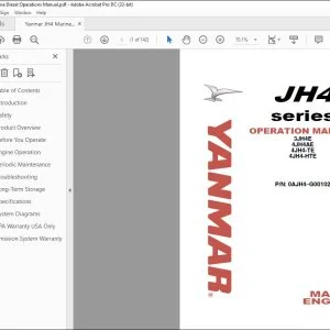 Yanmar 3JH4E 4JH4AE 4JH4-TE 4JH4-HTE JH4 SERIES MARINE ENGINES OPERATION MANUAL 0AJH4–G00102 - PDF DOWNLOAD