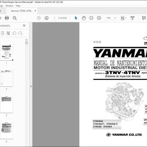 Yanmar 3TNV.4TNV SERIES MOTOR INDUSTRIAL DIESEL SERVICE MANUAL M9961-02E050 - PDF DOWNLOAD