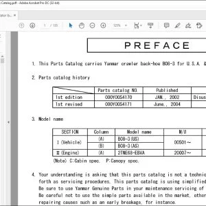 Yanmar B08-3 USA AUSTRALIA EXCAVATOR CRAWLER BACKHOE PARTS MANUAL - PDF DOWNLOAD
