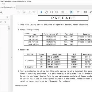 Yanmar B08 EXCAVATOR ELECTRICAL SUPER-MINI BACKHOE PARTS MANUAL - PDF DOWNLOAD