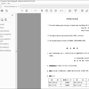 Yanmar B17-2 AMMAN EXCAVATOR CRAWLER BACKHOE PARTS MANUAL 000Y00S3390 - PDF DOWNLOAD