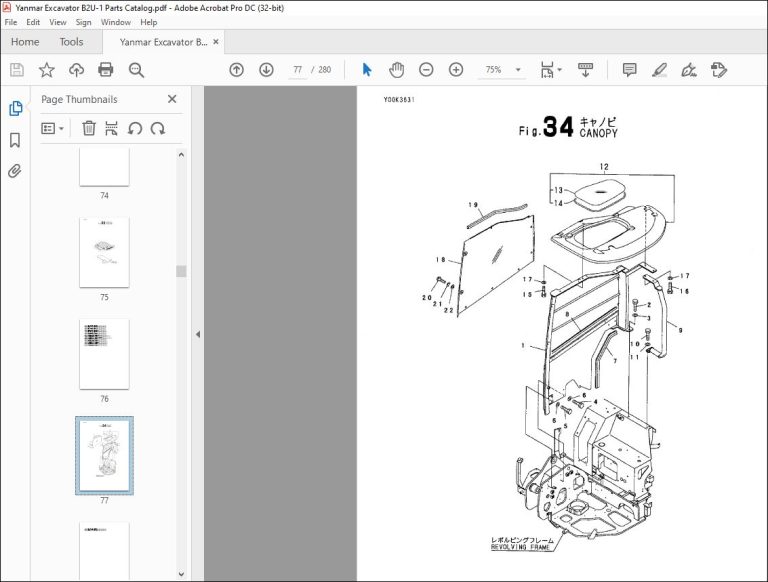 Yanmar B2U-1 EXCAVATOR CRAWLER BACKHOE PARTS MANUAL - PDF DOWNLOAD ...