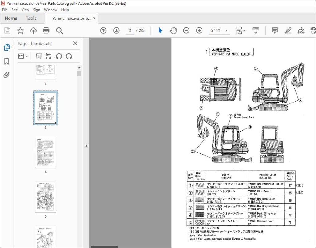 Yanmar B37-2A EXCAVATOR CRAWLER BACKHOE PARTS MANUAL - PDF DOWNLOAD ...