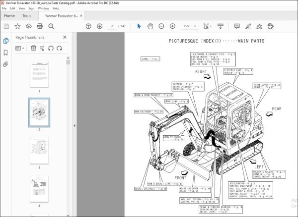 Yanmar B50-2B EXCAVATOR CRAWLER BACKHOE PARTS MANUAL - PDF DOWNLOAD ...