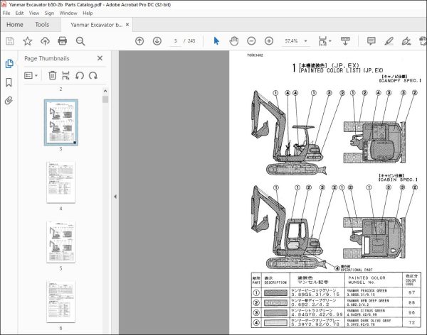 Yanmar B50-2B JAPAN CRAWLER BACKHOE EXCAVATOR PARTS MANUAL - PDF ...