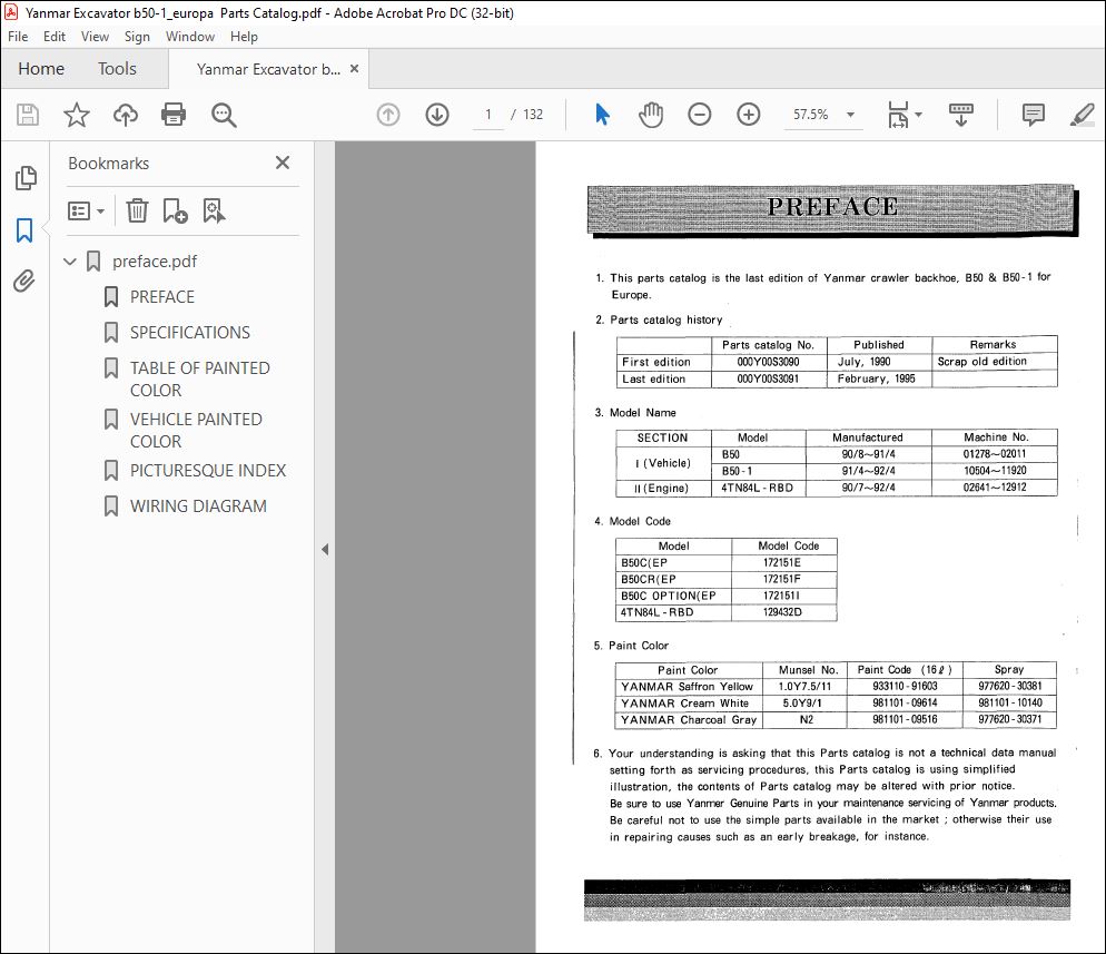 Yanmar B50 & B50-1 EUROPE EXCAVATOR CRAWLER BACKHOE PARTS MANUAL - PDF ...