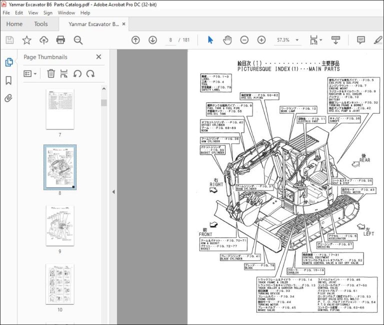 Yanmar B6 EXCAVATOR CRAWLER BACKHOE PARTS MANUAL - PDF DOWNLOAD ...