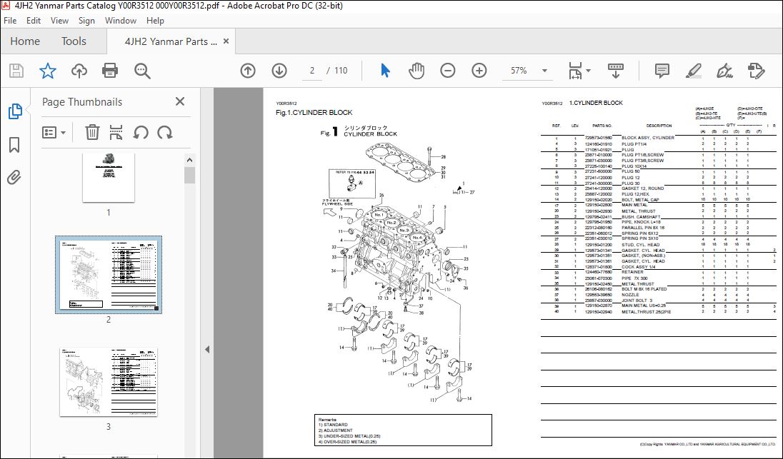 Yanmar Engines (A)=4JH2E (B)=4JH2-TE (C)=4JH2-THE (D)=4JH2-DTE (E)=4JH2 ...