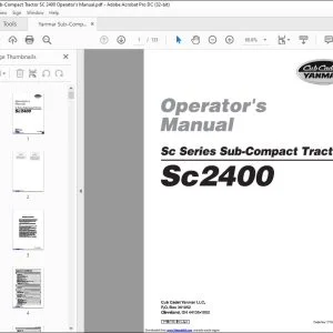 Yanmar Sc2400 Sc SERIES SUB-COMPACT TRACTOR OPERATOR'S MANUAL - PDF DOWNLOAD