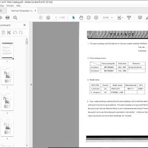 Yanmar VIO15 EXCAVATOR CRAWLER BACKHOE PARTS MANUAL 000Y00S3641 - PDF DOWNLOAD