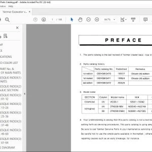 Yanmar VIO20-1 EXCAVATOR CRAWLER BACKHOE PARTS MANUAL - PDF DOWNLOAD