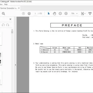 Yanmar VIO75 EXCAVATOR CRAWLER BACKHOE PARTS MANUAL 000Y00S4030 - PDF DOWNLOAD