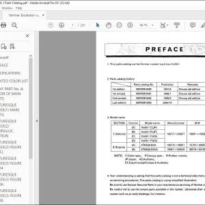 Yanmar Vio20-1 EXCAVATOR CRAWLER BACKHOE PARTS MANUAL - PDF DOWNLOAD