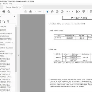 Yanmar Vio70-2 EXCAVATOR CRAWLER BACKHOE PARTS MANUAL - PDF DOWNLOAD